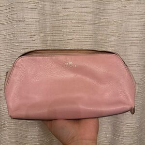 Coach Blush Pink large Leather makeup bag